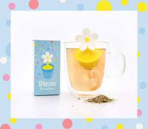 Sfizzio Set of 3 Daisy Tea Infusers with Flower Pot Drip Tray